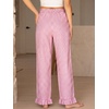 image:imageANRABESS Womens Gingham Ruffle Hem Palazzo Pants  Wide Leg Elastic Waisted With Pockets Vacation Lounge Pajama Plaid Trouser Cute Casual All Seasons WearPink White Plaid