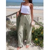 image:imageANRABESS Womens Gingham Ruffle Hem Palazzo Pants  Wide Leg Elastic Waisted With Pockets Vacation Lounge Pajama Plaid Trouser Cute Casual All Seasons WearArmy Green White Plaid