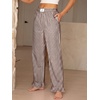 image:imageANRABESS Womens Gingham Ruffle Hem Palazzo Pants  Wide Leg Elastic Waisted With Pockets Vacation Lounge Pajama Plaid Trouser Cute Casual All Seasons WearBrown White Plaid