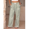 image:imageANRABESS Womens Gingham Ruffle Hem Palazzo Pants  Wide Leg Elastic Waisted With Pockets Vacation Lounge Pajama Plaid Trouser Cute Casual All Seasons WearArmy Green White Plaid