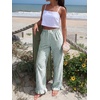 image:imageANRABESS Womens Gingham Ruffle Hem Palazzo Pants  Wide Leg Elastic Waisted With Pockets Vacation Lounge Pajama Plaid Trouser Cute Casual All Seasons WearGreen White Plaid