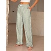 image:imageANRABESS Womens Gingham Ruffle Hem Palazzo Pants  Wide Leg Elastic Waisted With Pockets Vacation Lounge Pajama Plaid Trouser Cute Casual All Seasons WearArmy Green White Plaid