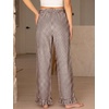image:imageANRABESS Womens Gingham Ruffle Hem Palazzo Pants  Wide Leg Elastic Waisted With Pockets Vacation Lounge Pajama Plaid Trouser Cute Casual All Seasons WearBrown White Plaid