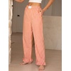 image:imageANRABESS Womens Gingham Ruffle Hem Palazzo Pants  Wide Leg Elastic Waisted With Pockets Vacation Lounge Pajama Plaid Trouser Cute Casual All Seasons WearOrange White Plaid