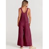 image:imageANRABESS Womens Jumpsuits Overalls Linen Wide Leg Jumpers Casual Summer Fall Outfits 2026 Beach Vacation Clothes with PocketsFuchsia