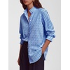image:imageANRABESS Womens Long Sleeve Button Down Shirts  Gingham amp Striped Blouse Ruffle Collared Business Casual Outfits Work Office Top Ladies Clothes Fall Spring LayeringRoyal Blue White Plaid
