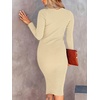 image:imageANRABESS Womens Long Sleeve Mock Neck Slim Fit Ribbed Bodycon Knit Slit Cocktail Sweater Midi Dress 2026 Trendy Fall OutfitsApricot