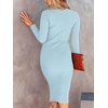 image:imageANRABESS Womens Long Sleeve Mock Neck Slim Fit Ribbed Bodycon Knit Slit Cocktail Sweater Midi Dress 2026 Trendy Fall OutfitsBlue