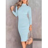 image:imageANRABESS Womens Long Sleeve Mock Neck Slim Fit Ribbed Bodycon Knit Slit Cocktail Sweater Midi Dress 2026 Trendy Fall OutfitsBlue