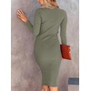 image:imageANRABESS Womens Long Sleeve Mock Neck Slim Fit Ribbed Bodycon Knit Slit Cocktail Sweater Midi Dress 2026 Trendy Fall OutfitsGreen
