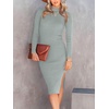 image:imageANRABESS Womens Long Sleeve Mock Neck Slim Fit Ribbed Bodycon Knit Slit Cocktail Sweater Midi Dress 2026 Trendy Fall OutfitsLight Gray