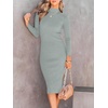 image:imageANRABESS Womens Long Sleeve Mock Neck Slim Fit Ribbed Bodycon Knit Slit Cocktail Sweater Midi Dress 2026 Trendy Fall OutfitsLight Gray