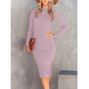 image:imageANRABESS Womens Long Sleeve Mock Neck Slim Fit Ribbed Bodycon Knit Slit Cocktail Sweater Midi Dress 2026 Trendy Fall OutfitsLight Purple