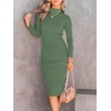 image:imageANRABESS Womens Long Sleeve Mock Neck Slim Fit Ribbed Bodycon Knit Slit Cocktail Sweater Midi Dress 2026 Trendy Fall OutfitsOlive