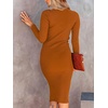 image:imageANRABESS Womens Long Sleeve Mock Neck Slim Fit Ribbed Bodycon Knit Slit Cocktail Sweater Midi Dress 2026 Trendy Fall OutfitsRust