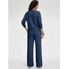 image:imageANRABESS Womens Long Sleeve Notched V Neck 2 Piece Set  Raglan Sweatshirt amp Wide Leg Pants Loose WrinkleFree Sweatsuit Daily Airport Matching Lounge sets Fall Winter OutfitsNavy Blue