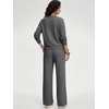 image:imageANRABESS Womens Long Sleeve Notched V Neck 2 Piece Set  Raglan Sweatshirt amp Wide Leg Pants Loose WrinkleFree Sweatsuit Daily Airport Matching Lounge sets Fall Winter OutfitsDark Grey
