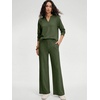 image:imageANRABESS Womens Long Sleeve Notched V Neck 2 Piece Set  Raglan Sweatshirt amp Wide Leg Pants Loose WrinkleFree Sweatsuit Daily Airport Matching Lounge sets Fall Winter OutfitsArmy Green