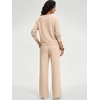 image:imageANRABESS Womens Long Sleeve Notched V Neck 2 Piece Set  Raglan Sweatshirt amp Wide Leg Pants Loose WrinkleFree Sweatsuit Daily Airport Matching Lounge sets Fall Winter OutfitsAlmond