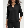 image:imageANRABESS Womens Long Sleeve Notched V Neck 2 Piece Set  Raglan Sweatshirt amp Wide Leg Pants Loose WrinkleFree Sweatsuit Daily Airport Matching Lounge sets Fall Winter OutfitsBlack