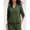 image:imageANRABESS Womens Long Sleeve Notched V Neck 2 Piece Set  Raglan Sweatshirt amp Wide Leg Pants Loose WrinkleFree Sweatsuit Daily Airport Matching Lounge sets Fall Winter OutfitsArmy Green