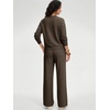 image:imageANRABESS Womens Long Sleeve Notched V Neck 2 Piece Set  Raglan Sweatshirt amp Wide Leg Pants Loose WrinkleFree Sweatsuit Daily Airport Matching Lounge sets Fall Winter OutfitsDark Brown