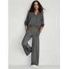image:imageANRABESS Womens Long Sleeve Notched V Neck 2 Piece Set  Raglan Sweatshirt amp Wide Leg Pants Loose WrinkleFree Sweatsuit Daily Airport Matching Lounge sets Fall Winter OutfitsDark Grey