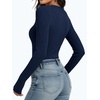 image:imageANRABESS Womens Long Sleeve Shirts Ribbed Henley Top  Slim Fitted Tee Soft Comfy Business Casual 0ffice Work Outfits Going Out Daily Wear Fall Spring Transition ClothingNavy Blue
