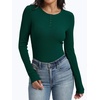 image:imageANRABESS Womens Long Sleeve Shirts Ribbed Henley Top  Slim Fitted Tee Soft Comfy Business Casual 0ffice Work Outfits Going Out Daily Wear Fall Spring Transition ClothingDeep Green