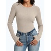 image:imageANRABESS Womens Long Sleeve Shirts Ribbed Henley Top  Slim Fitted Tee Soft Comfy Business Casual 0ffice Work Outfits Going Out Daily Wear Fall Spring Transition ClothingParchment