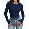 image:imageANRABESS Womens Long Sleeve Shirts Ribbed Henley Top  Slim Fitted Tee Soft Comfy Business Casual 0ffice Work Outfits Going Out Daily Wear Fall Spring Transition ClothingNavy Blue