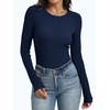 image:imageANRABESS Womens Long Sleeve Shirts Ribbed Henley Top  Slim Fitted Tee Soft Comfy Business Casual 0ffice Work Outfits Going Out Daily Wear Fall Spring Transition ClothingNavy Blue
