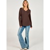 image:imageANRABESS Womens Long Sleeve V Neck Waffle Knit Shirts  Dressy Casual Tunic Tops Soft Comfortable Loose Fit Basic Tees Travel Work Daily Wear Fall Spring Winter BlouseRed Brown