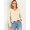 image:imageANRABESS Womens Long Sleeve V Neck Waffle Knit Shirts  Dressy Casual Tunic Tops Soft Comfortable Loose Fit Basic Tees Travel Work Daily Wear Fall Spring Winter BlouseParchment