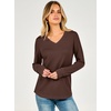 image:imageANRABESS Womens Long Sleeve V Neck Waffle Knit Shirts  Dressy Casual Tunic Tops Soft Comfortable Loose Fit Basic Tees Travel Work Daily Wear Fall Spring Winter BlouseRed Brown
