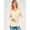 image:imageANRABESS Womens Long Sleeve V Neck Waffle Knit Shirts  Dressy Casual Tunic Tops Soft Comfortable Loose Fit Basic Tees Travel Work Daily Wear Fall Spring Winter BlouseParchment