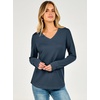 image:imageANRABESS Womens Long Sleeve V Neck Waffle Knit Shirts  Dressy Casual Tunic Tops Soft Comfortable Loose Fit Basic Tees Travel Work Daily Wear Fall Spring Winter BlouseNavy Blue