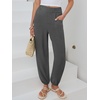 image:imageANRABESS Womens Pants Elastic Waist Summer Casual Harem Barrel Lounge Work Slacks Cropped Beach Vacation Clothes with PocketsDark Gray