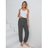 image:imageANRABESS Womens Pants Elastic Waist Summer Casual Harem Barrel Lounge Work Slacks Cropped Beach Vacation Clothes with PocketsDark Gray