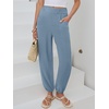 image:imageANRABESS Womens Pants Elastic Waist Summer Casual Harem Barrel Lounge Work Slacks Cropped Beach Vacation Clothes with PocketsGrey Blue