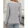 image:imageANRABESS Womens Puff Long Sleeve Shirts  Basic Crewneck Tops Comfy Soft Layering Tees Business Casual Work Office Outfits Fall Winter Transition ClothesStripe Black
