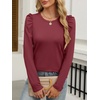image:imageANRABESS Womens Puff Long Sleeve Shirts  Basic Crewneck Tops Comfy Soft Layering Tees Business Casual Work Office Outfits Fall Winter Transition ClothesBurgundy