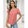 image:imageANRABESS Womens Short Sleeve Pleated T Shirts  Scoop Neck Breathable Tops Business Casual Dressy Blouses 2026 Summer Cute Fashion ClothesCoral Pink