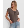 image:imageANRABESS Womens Short Sleeve Pleated T Shirts  Scoop Neck Breathable Tops Business Casual Dressy Blouses 2026 Summer Cute Fashion ClothesLight Brown
