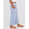 image:imageANRABESS Womens Striped Gingham Palazzo Pants  Wide Leg Smocked High Waisted Cropped PJ Bottoms Lounge amp Casual Summer Fall Comfy Cute Pants with PocketsBlue White Stripe