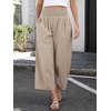 image:imageANRABESS Womens Striped Gingham Palazzo Pants  Wide Leg Smocked High Waisted Cropped PJ Bottoms Lounge amp Casual Summer Fall Comfy Cute Pants with PocketsLight Brown White Plaid