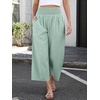 image:imageANRABESS Womens Striped Gingham Palazzo Pants  Wide Leg Smocked High Waisted Cropped PJ Bottoms Lounge amp Casual Summer Fall Comfy Cute Pants with PocketsGreen White Plaid