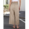 image:imageANRABESS Womens Striped Gingham Palazzo Pants  Wide Leg Smocked High Waisted Cropped PJ Bottoms Lounge amp Casual Summer Fall Comfy Cute Pants with PocketsLight Brown White Plaid