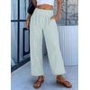 image:imageANRABESS Womens Striped Gingham Palazzo Pants  Wide Leg Smocked High Waisted Cropped PJ Bottoms Lounge amp Casual Summer Fall Comfy Cute Pants with PocketsGreen White Stripe Stripe