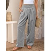 image:imageANRABESS Womens Striped Gingham Palazzo Pants  Wide Leg Smocked High Waisted Pajama Pants Lounge amp Casual Summer Fall Cute Pants with PocketsBlack White Plaid